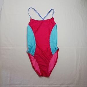 Women's One Piece Swimsuit in Pink and Blue